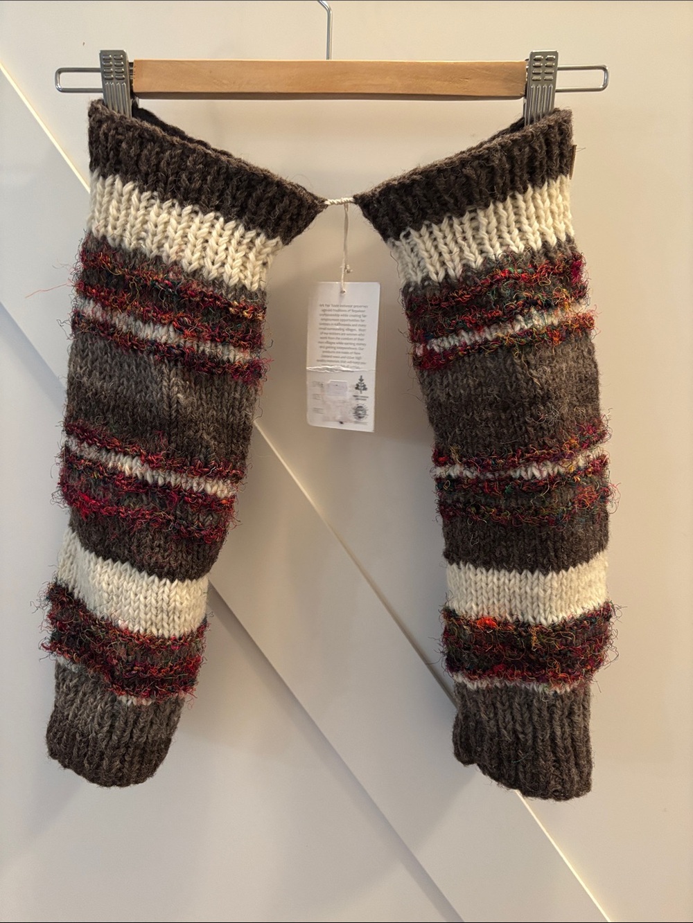 Chunky Knit leg Warmers in Brown, Cream & Multicolor
